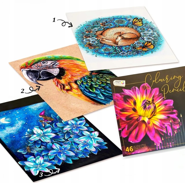 KREDKI OŁÓWKOWE PROFESJONALNE MIĘKKIE DO RYSOWANIA ZESTAW KREDEK 46 W ETUI