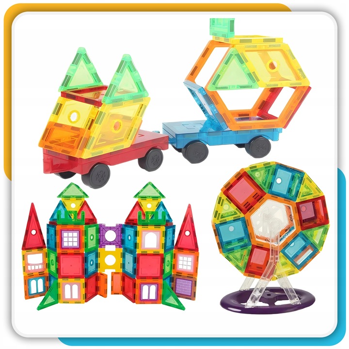 Klocki magnetyczne duże konstrukcyjne 3D zestaw 212 elementów Magnetic -S-