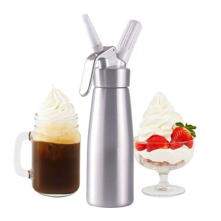 Syfon QUICK CREAM WHIPPER do Bitej Śmietany Saturator Srebrny 0,5L ART