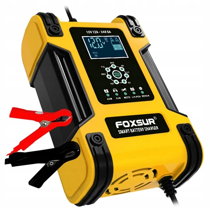PROSTOWNIK SAMOCHODOWY 12V 24V 12A NAPRAWA AKUMULATORÓW FOXSUR DO mikroproc