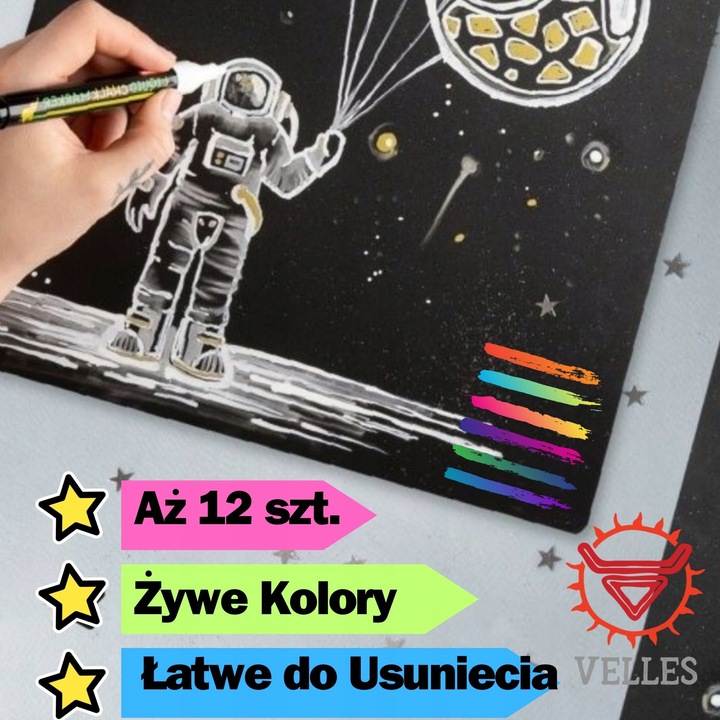 MARKERY KREDOWE do TABLIC PISAKI SUCHOŚCIERALNE Flamastry Mazaki - 12 SZT