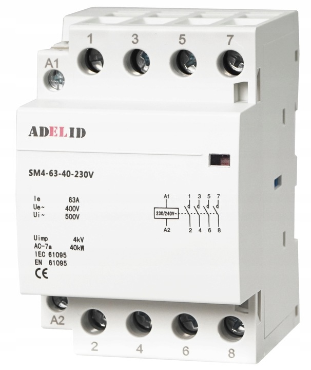 STYCZNIK MODUŁOWY 63-40 230V 63A 3P 4Z 3-FAZ 40A