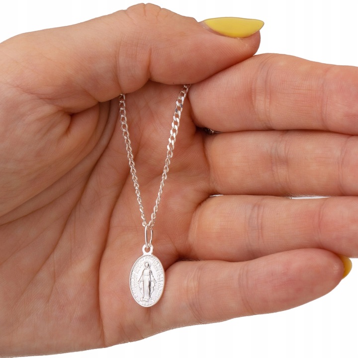 SREBRNY KOMPLET KOMUNIJNY ŁAŃCUSZEK MEDALIK KOMUNIA CHRZEST 45CM SREBRO 925