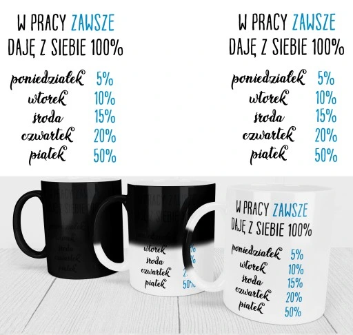 MAGICZNY KUBEK DLA PRACOWNIKÓW DO PRACY NA ODEJŚCIE Z PRACY ŚMIESZNY NADRUK