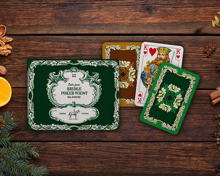 Karty podwójne, liście dębu. Piatnik