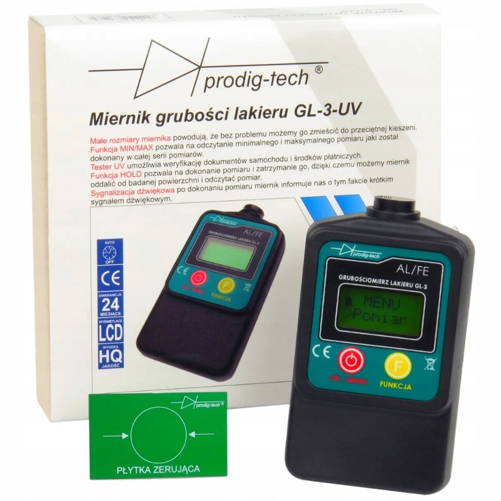 Miernik Grubości Lakieru Tester ProdigTech GL-3 UV GL-3UV Stal + Alu ETUI