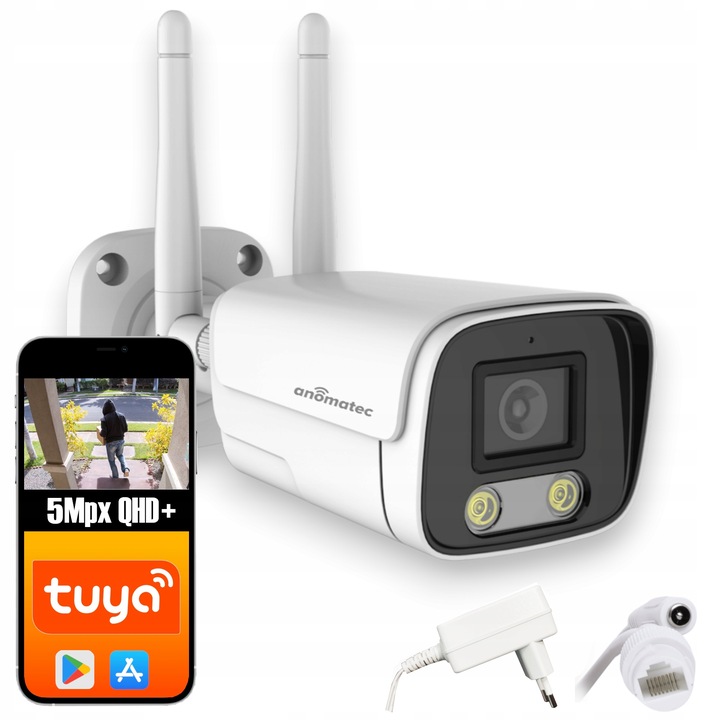 KAMERA BEZPRZEWODOWA WIFI ZEWNĘTRZNA IP TUBOWA 5MPX APLIKACJA TUYA ANOMATEC