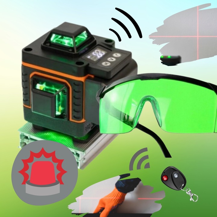 POZIOMICA LASEROWA BLOKADA WAHADŁA 360 LASER KRZYŻOWY DUŻY STATYW +BATERIE