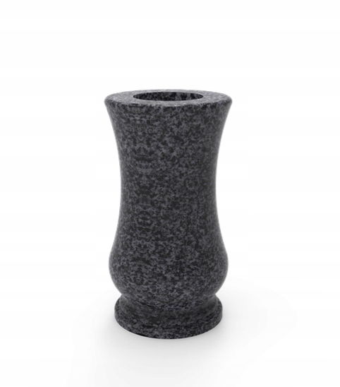 Wazon Granitowy Nagrobny Na Cmentarz Tulipan Grafit 28cm Okrągły Granit