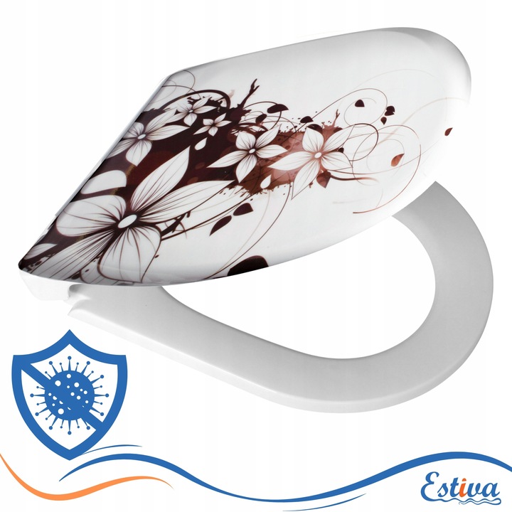 DESKA WC SEDESOWA WOLNOOPADAJĄCA TWARDY DUROPLAST NADRUK ESTIVA WENGE