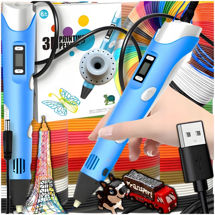 DŁUGOPIS 3D DLA DZIECI DRUKARKA 3D MAGICZNY DŁUGOPIS 3D + WKŁADY 510 METRÓW