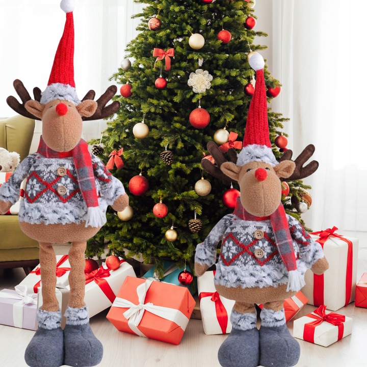 Skrzat Krasnal Świąteczny Teleskopowy Duży Gnom Wysoki Renifer Regulowany