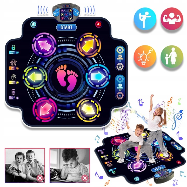 MUZYCZNA MATA DO TAŃCA DLA DZIECI MUZYKA GRA BLUETOOTH 5 TRYBA 9 POZIOM