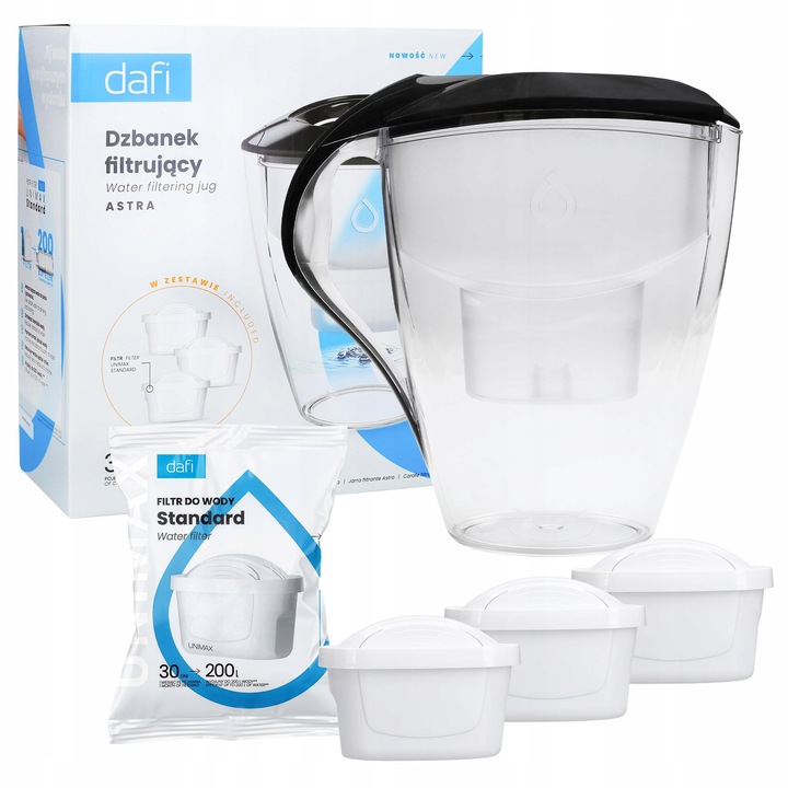 Dzbanek filtrujący DAFI ASTRA 3l manualny grafitowy + 3x filtr Dafi Unimax