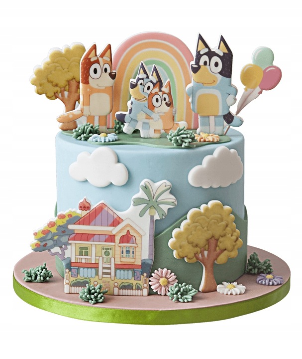 Wydruk Opłatek Tort Zestaw BLUEY 8 El + GRATIS Tabliczka Napisem BLUE