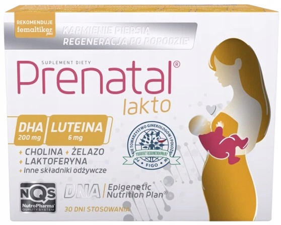 PRENATAL LAKTO żelazo laktoferyna DHA luteina dla kobiet karmiących 60 kaps