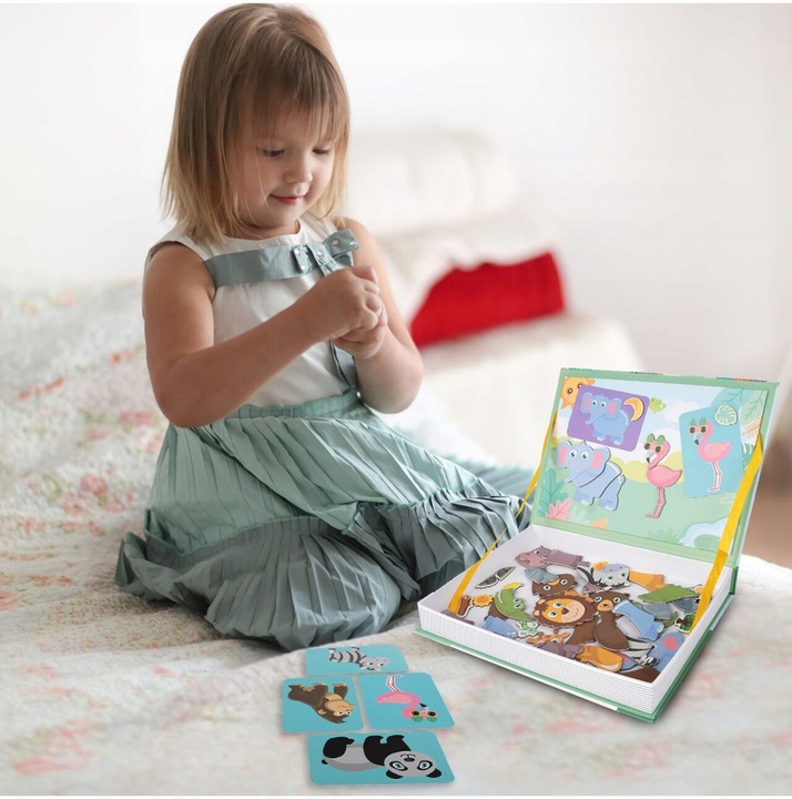 Książka układanka magnetyczna edukacyjna Safari Zwierzęta ZOO dla Dzieci