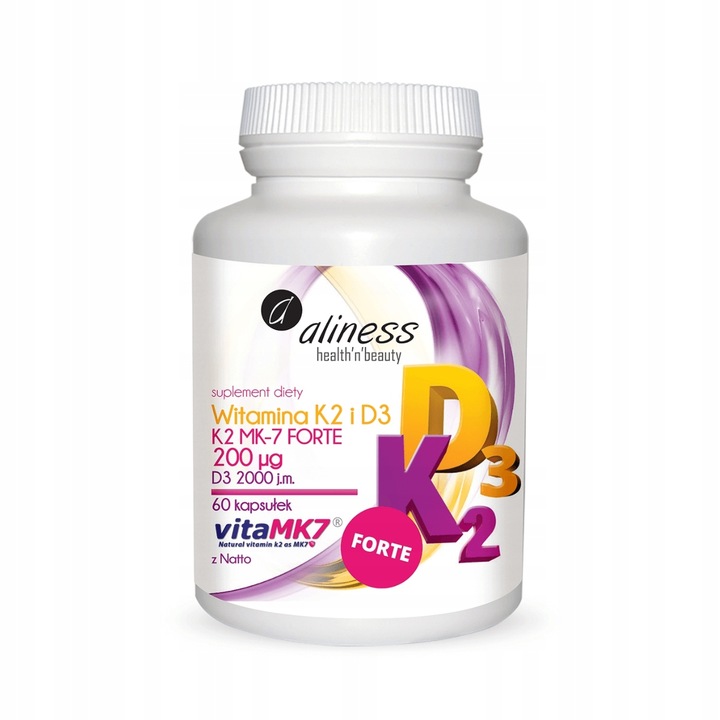 Aliness Witamina K2 FORTE MK-7 200 µg z Natto + D3 (60 kaps)
