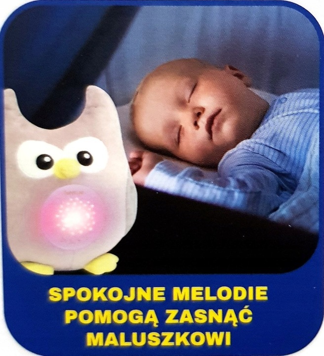 Sowa przytulanka z pozytywka projektorem MIŚ Projektor kołysanki USYPIACZ