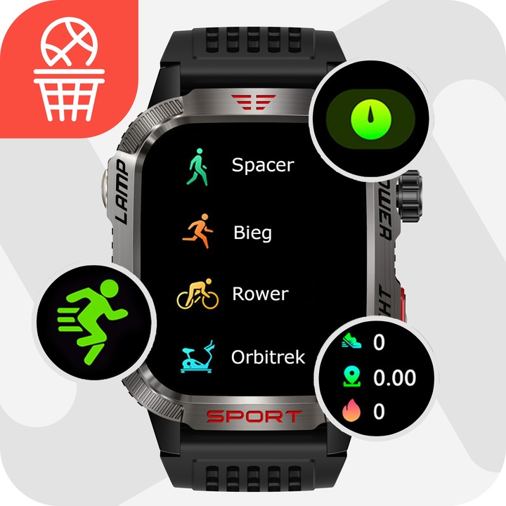 SMARTWATCH MĘSKI MILITARNY ZEGAREK POLSKIE MENU ROZMOWY 600 MAH SMART WATCH