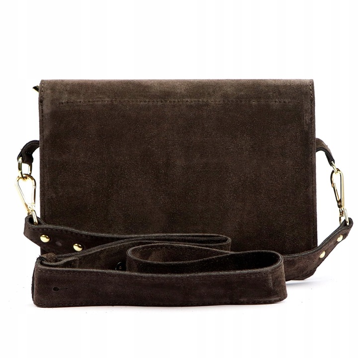 Czekoladowa torebka zamszowa włoska listonoszka ciemny brąz Laura Biaggi