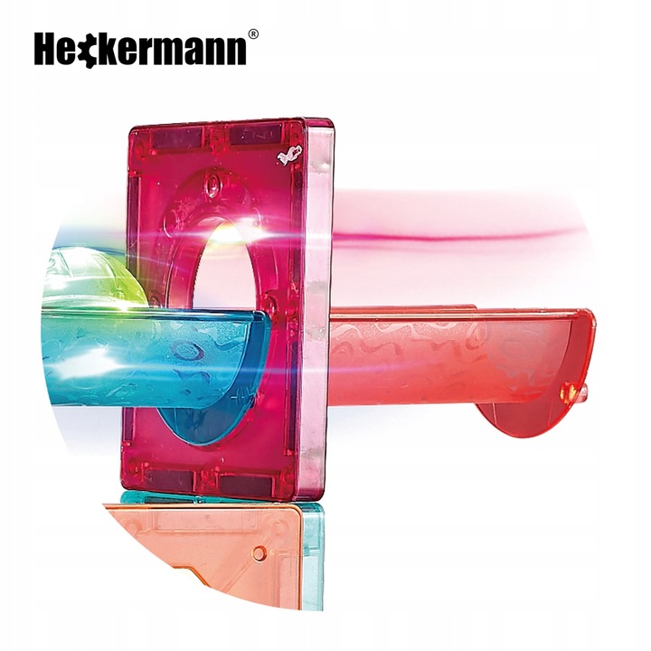 KLOCKI MAGNETYCZNE EDUKACYJNE DUŻE PŁYTKI TOR KULKOWY ZESTAW 76 ELEMENTÓW