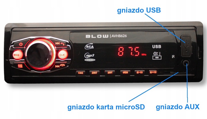radio samochodowe bluetooth USB AUX głośniki 13