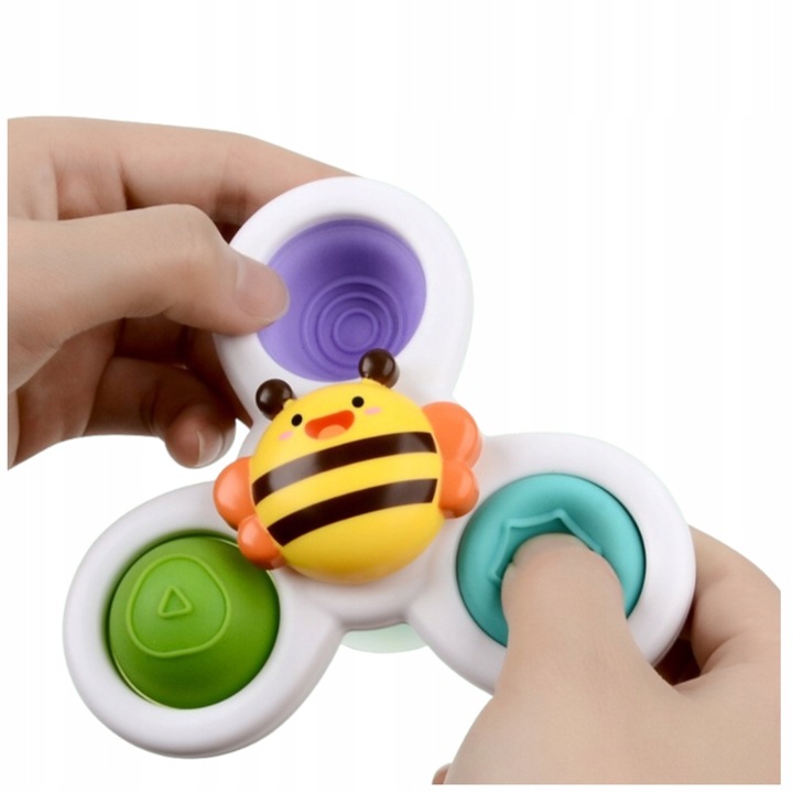 3 X FIDGET SPINER ZABAWKA DO KĄPIELI SENSORYCZNA GRZECHOTKA Z PRZYSSAWKĄ