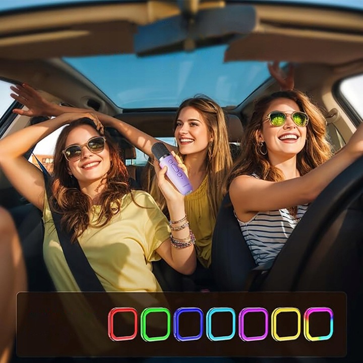 Bezprzewodowy Zestaw do Karaoke dla Dzieci LED Głośnik Bluetooth +Mikrofony