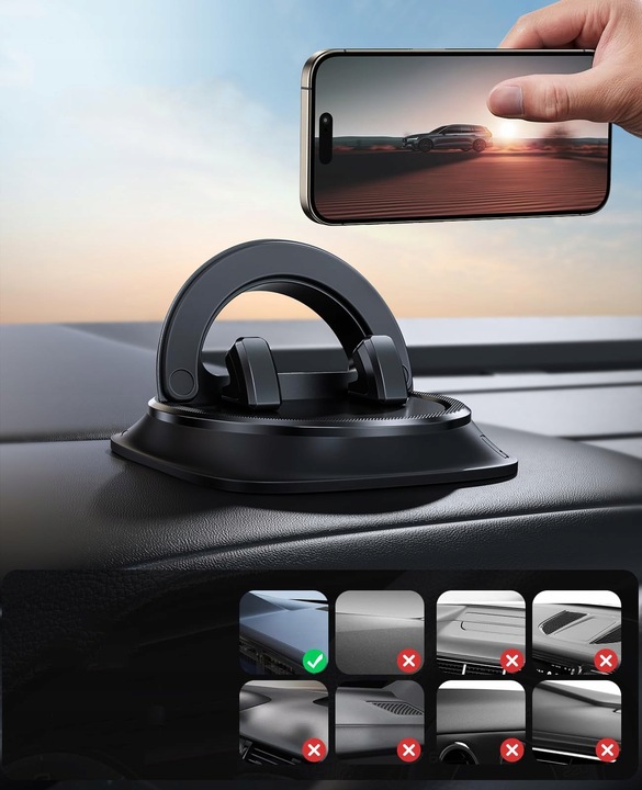 Uchwyt samochodowy obrotowy na deskę, kokpit stabilna podstawka na telefon