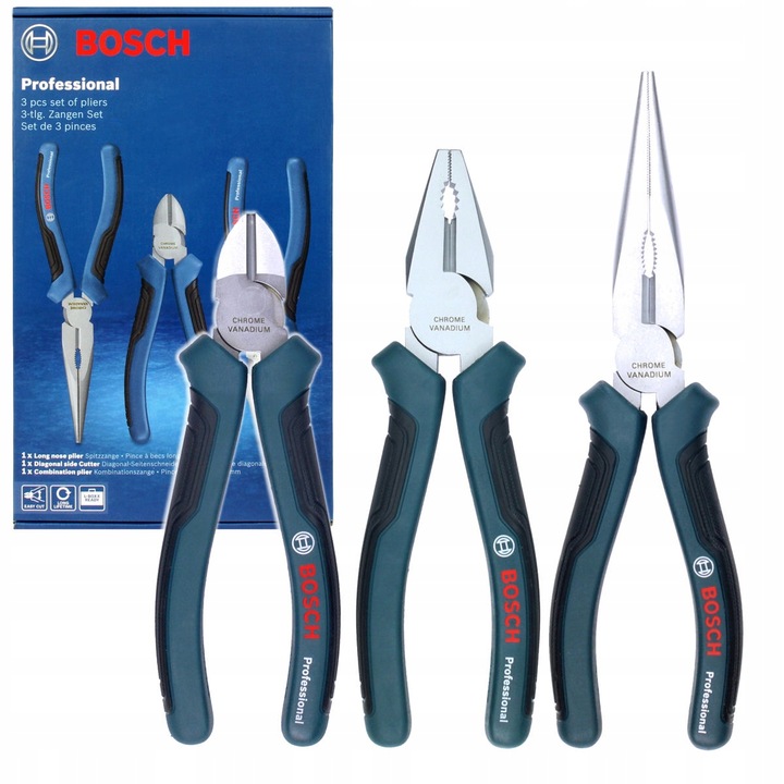 Zestaw 3 narzędzi szczypce kombinerki BOSCH