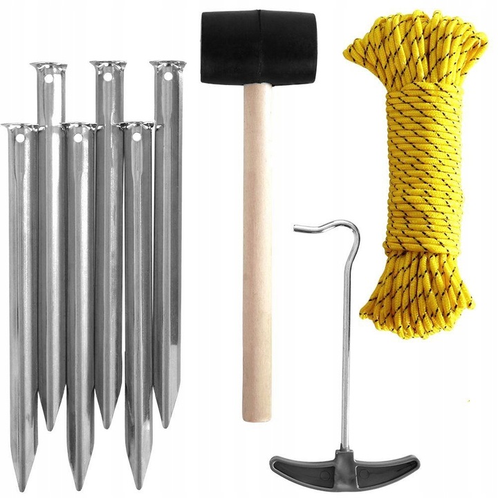 ZESTAW TURYSTYCZNY KEMPINGOWY POD NAMIOT MŁOTEK ŚLEDZIE LINKA 9 ELEMENTÓW