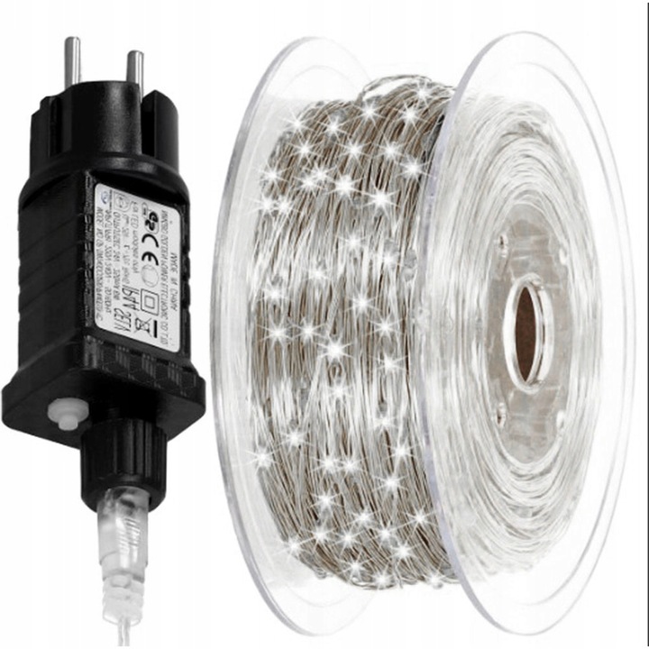 Lampki Choinkowe 500 LED Mikro Drucik 50m Pilot BIAŁY ZIMNY