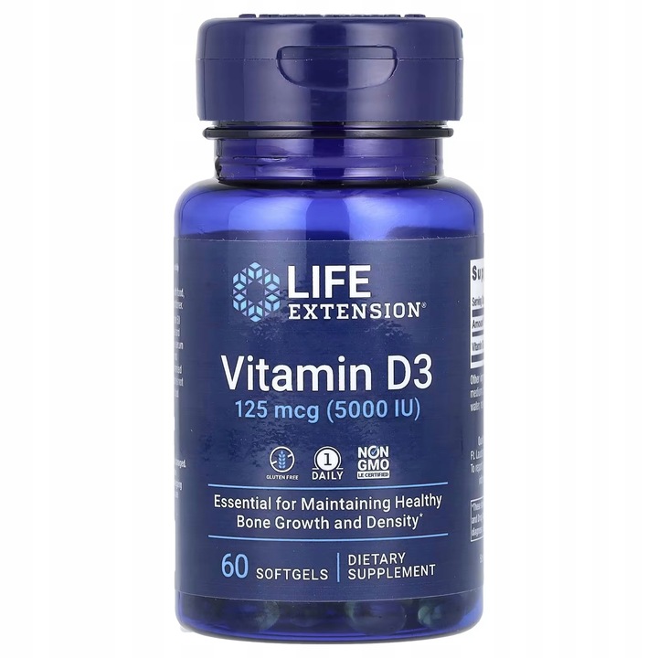 Suplement diety Life Extension Witamina D3 5000 IU 60 kapsułek