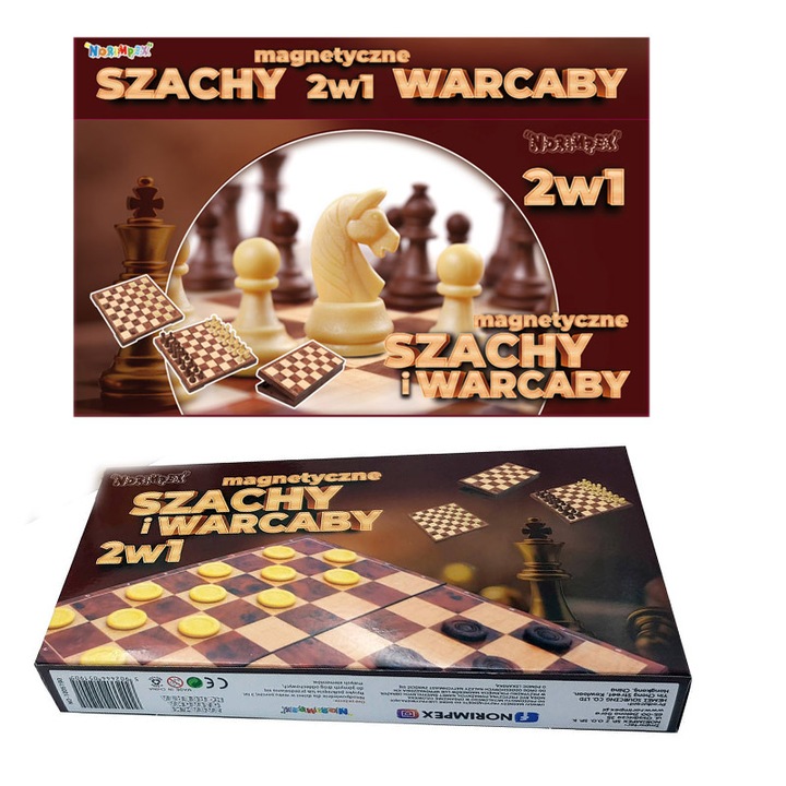 GRA Logiczna SZACHY WARCABY Magnetyczne 2w1