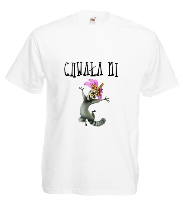 KOSZULKA WZORY KRÓL JULIAN TEKSTY PINGWINY