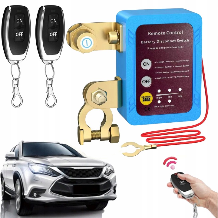 Zdalny automatyczny wyłącznik odłącznik akumulatora 12V 240A 2x pilot