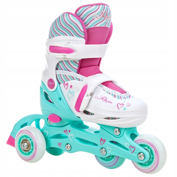 Rolki Wrotki Regulowane 3w1 RAVEN Loret Mint 27-30 Kółka LED