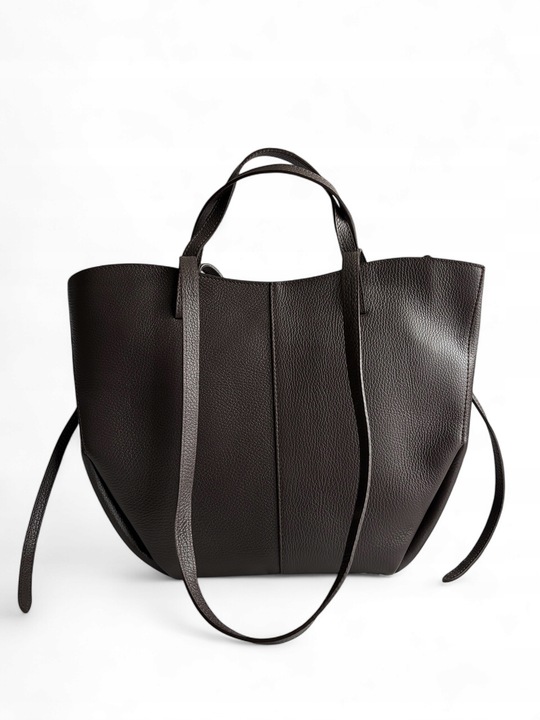 Torebka damska Vera Pelle Shopperka skóra naturalna BRĄZOWA MAXI