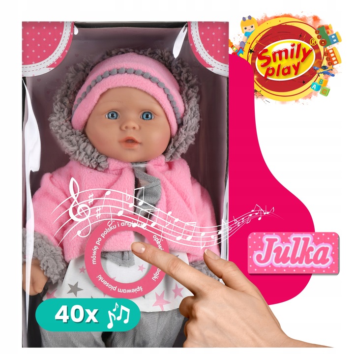 Julka Lalka bobas duża jak żywa Smily Play uczy śpiewa opowiada PL/ENG 41cm