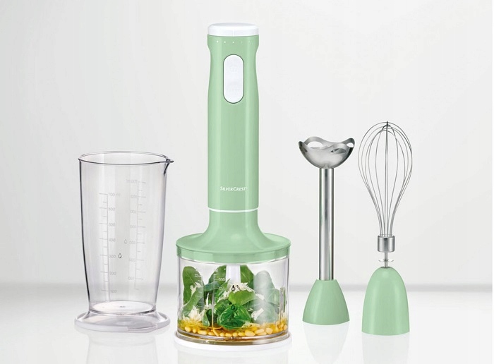 Blender ręczny SilverCrest SSMS 600 E3 rozdrabniacz mikser pojemnik miętowy