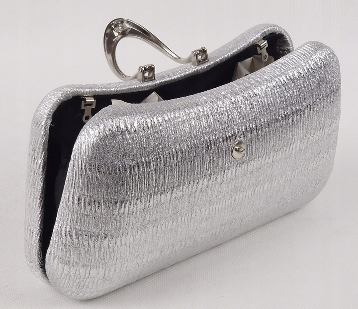 Torebka kopertówka puzderko wieczorowa elegancka wizytowa srebrna
