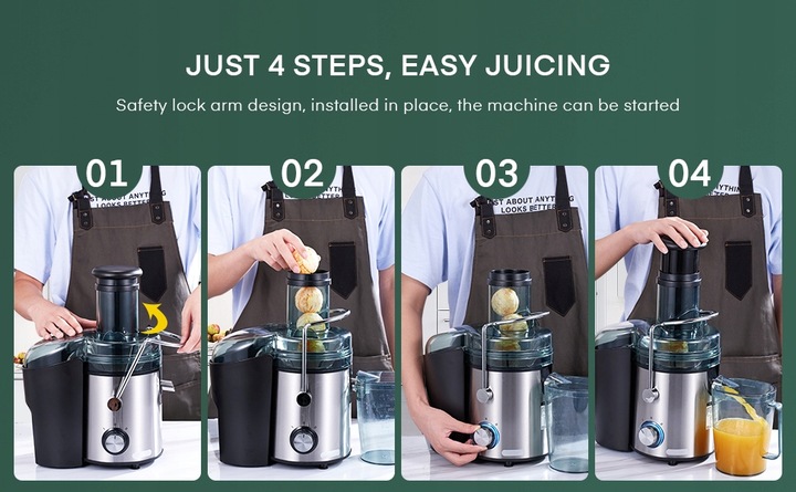 Sokowirówka FOHERE 2 poziomy prędkości srebrny/szary 800 W