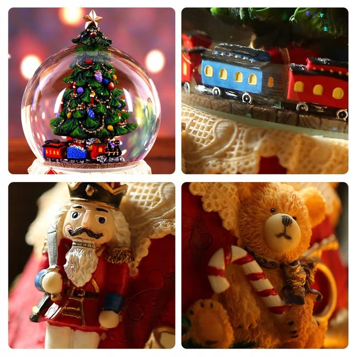 ŚWIĄTECZNA ŚNIEŻNA SCENA POZYTYWKA KRYSZTAŁOWA KULA LED CHOINKA