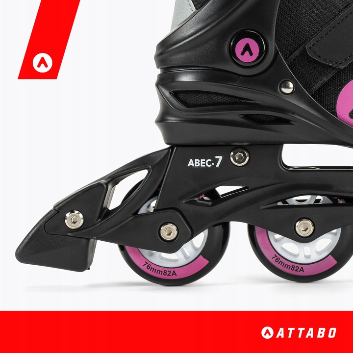 Rolki damskie ATTABO Cyclone 38 Czarne Rekreacyjne ABEC-7 Koła 76mm 82A PU