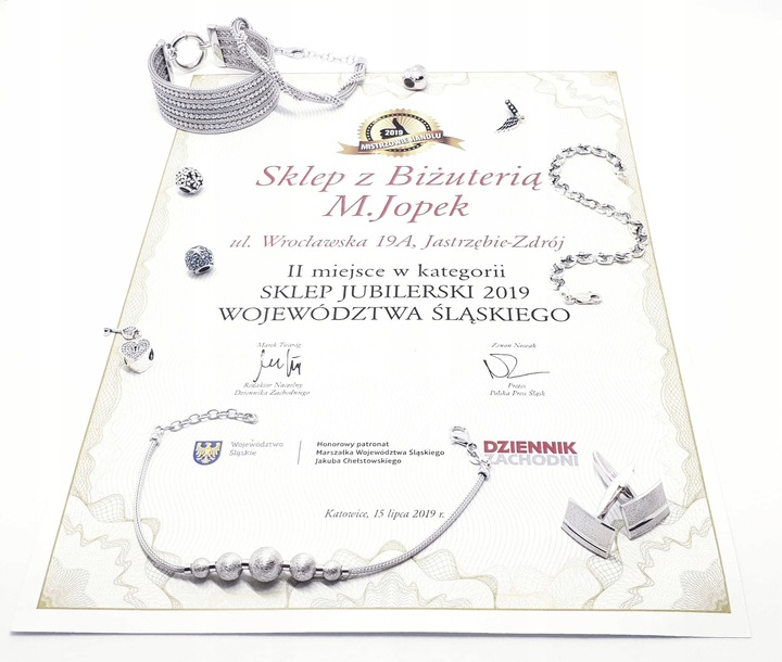 SREBRNY ŁAŃCUSZEK ŁAŃCUCH 925 SPLOT PANCERKA 3,3mm / 45 cm - SREBRO M.JOPEK