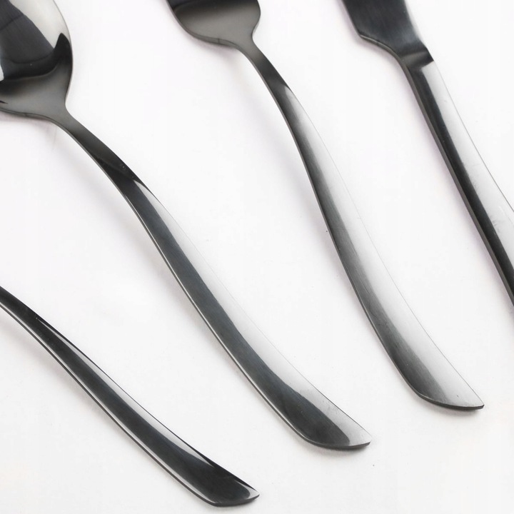 ZESTAW SZTUĆCÓW 16 el komplet sztućce pudełko proste nowoczesne czarne