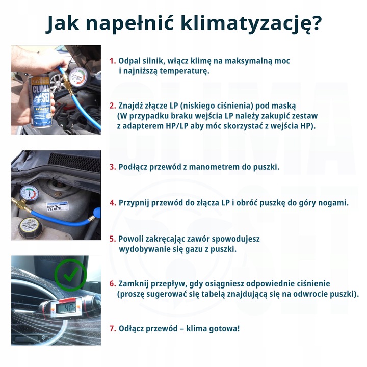 Gaz do klimatyzacji R134a 626g XL z przewodem ClimaSet