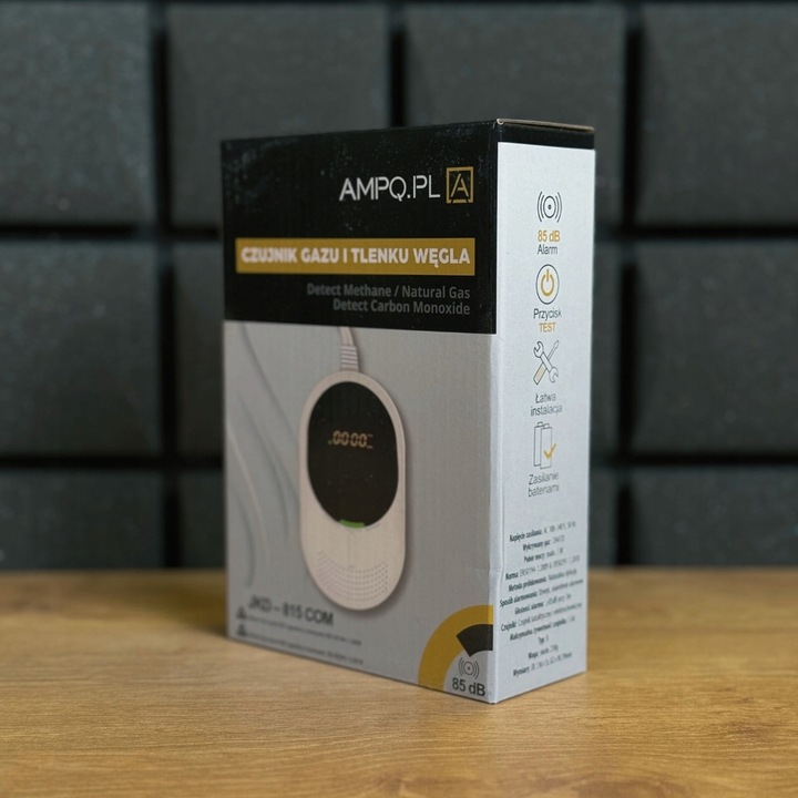 Czujnik Czadu Gazu Ziemnego Tlenku Węgla Detektor Czujka CERTYFIKOWANY LCD