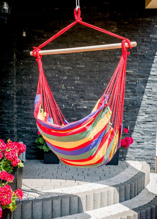 HAMAK KRZESŁO BRAZYLIJSKIE HUŚTAWKA BOHO FOTEL WISZĄCY OGRODOWY Z DRĄŻKIEM